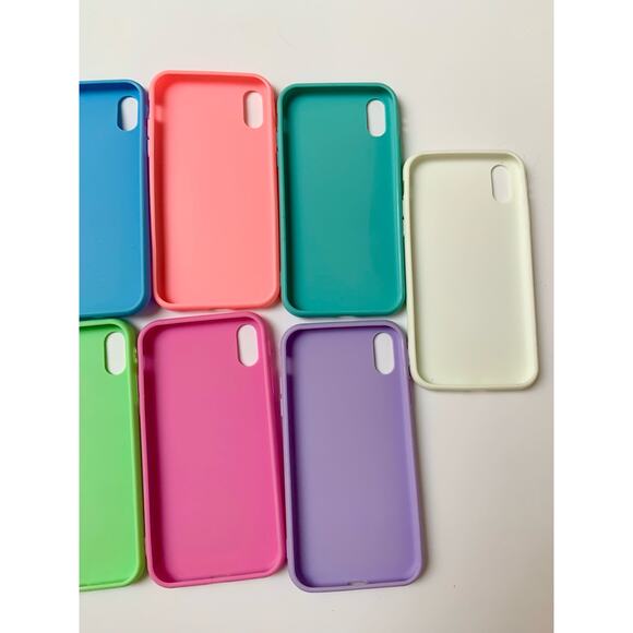 I Phone XR Phone case Bundle 7 Silicone Phone Cases Blue Pink Green Purple White - Picture 5 of 8